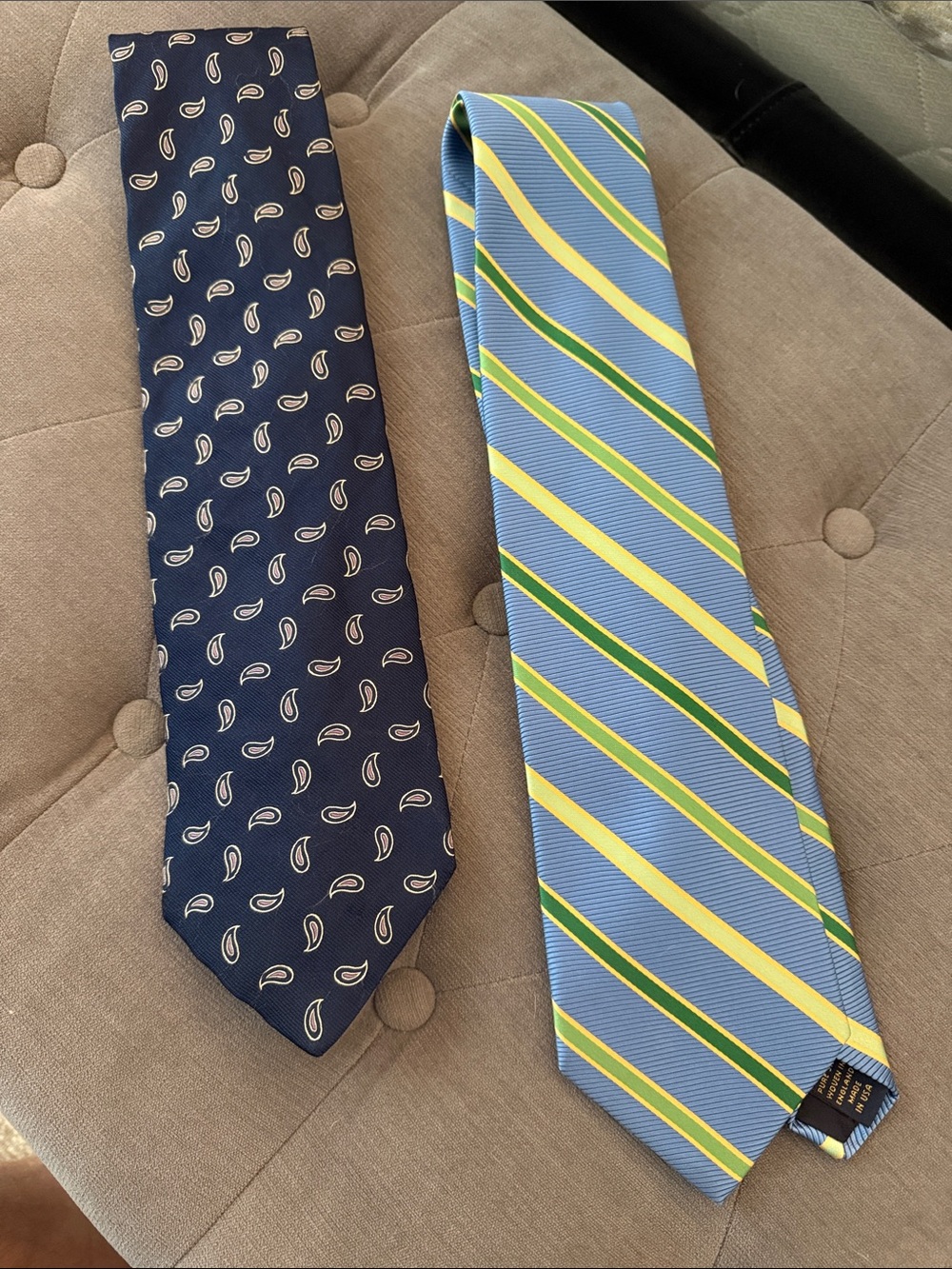 Classic Navy Paisley Tie & Light Blue Striped Tie - Set of 2
